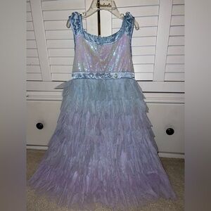Sparkling Blue and Purple Layered Girls Size 7 Dress
